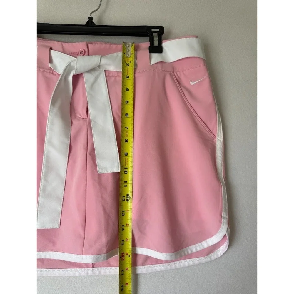 Nike Golf  Dri Fit Skort Women 12 Pink White Belted Stretch Athletic Lightweight - Picture 7 of 16